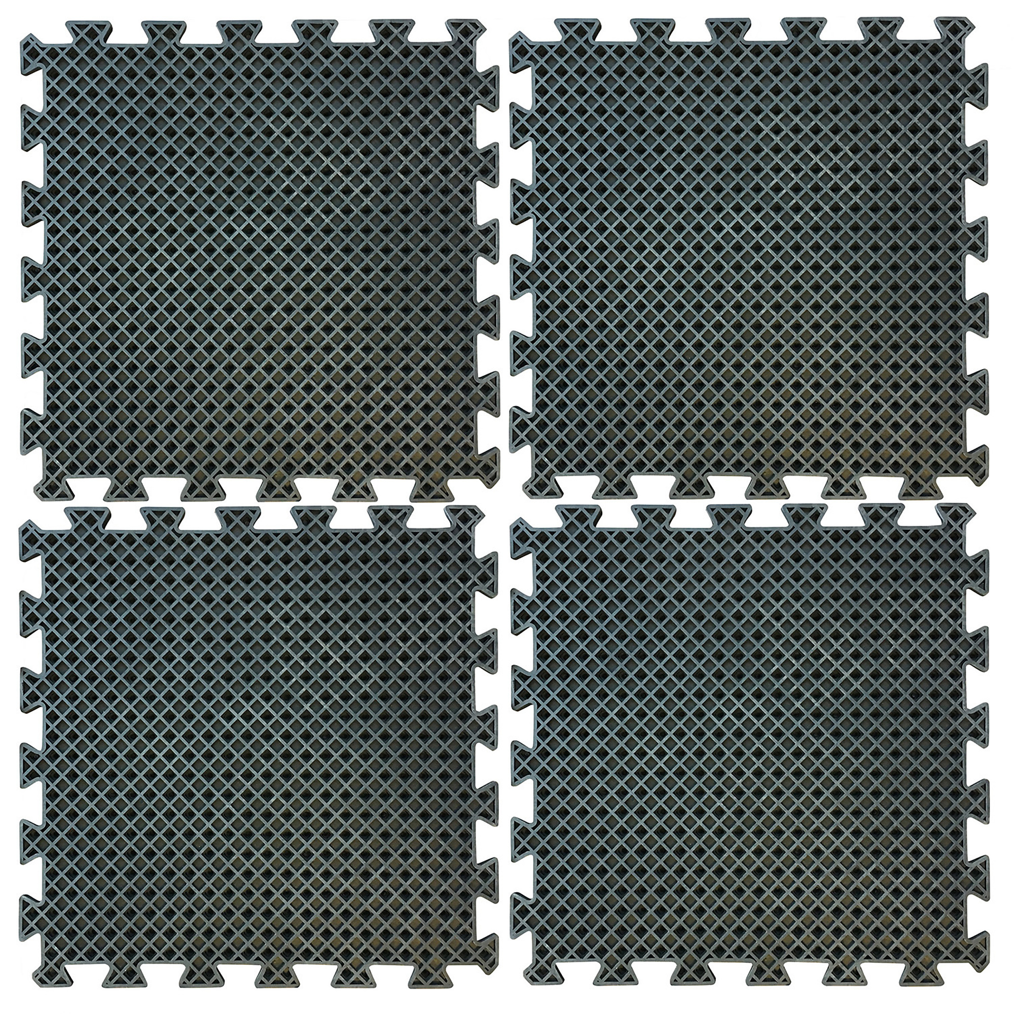 Buffalo Tools, 4 Piece Interlocking Rubber Mat Set, Width 39.25 in, Length 39.25 in, Thickness 2/3 in, Model# RMAT20I4PK